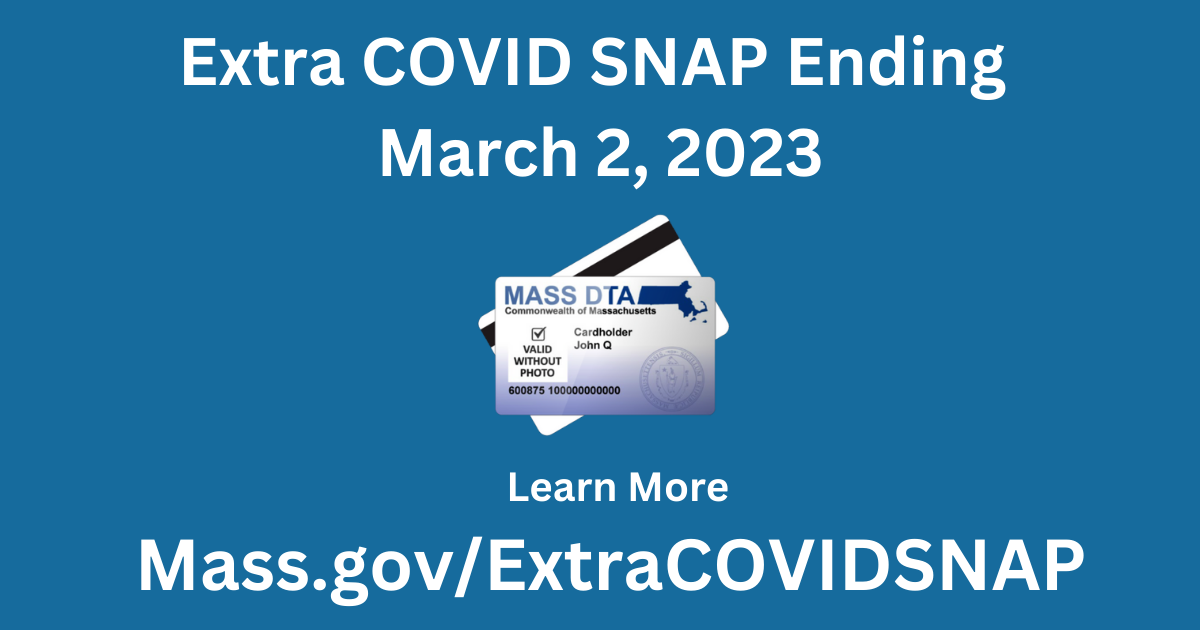 graphic about COVID SNAP benefits ending March 31, 2023