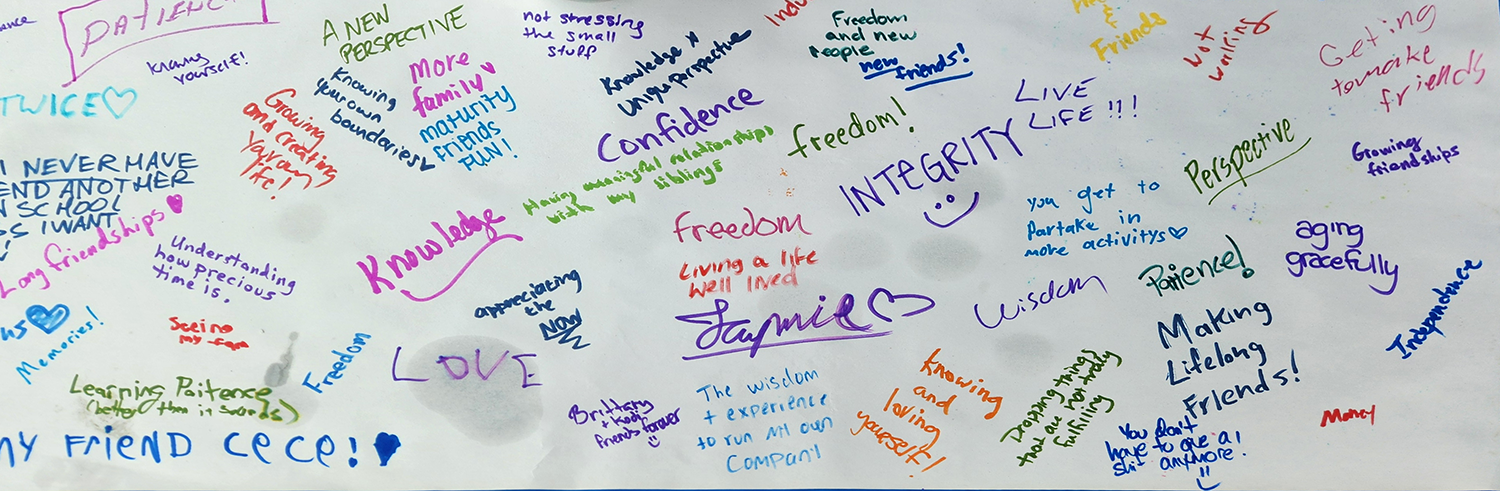 Visitors to SeniorCare's information table at this year's Pride Festival were invited to share what they believe to be the strengths, joys or surprises that come with getting older.