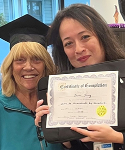 Donna (left) and class instructor Terry Weber Mangos (right).