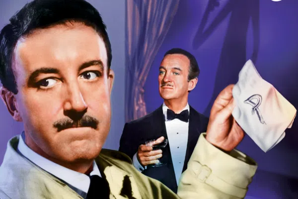 Peter Sellers as Inspector Clouseau with Chief Inspector Dreyfus in the background