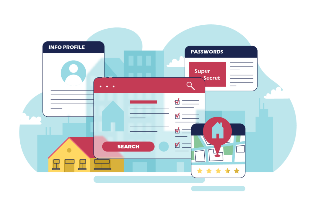 decorative banner with digital icons