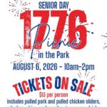 red, white & blue promotional banner for 2026 Senior Day in the Park event
