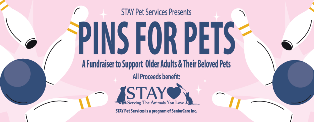 Pins for Pets banner with STAY Pet Services logo and event information