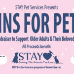 Pins for Pets banner with STAY Pet Services logo and event information