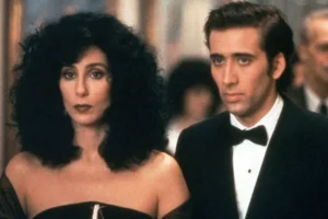 Cher and Nick Cage in a scene from Moonstruck